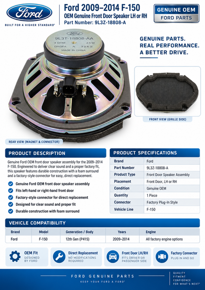 Ford 9L3Z-18808-A  Genuine  Front Door Speaker Assembly