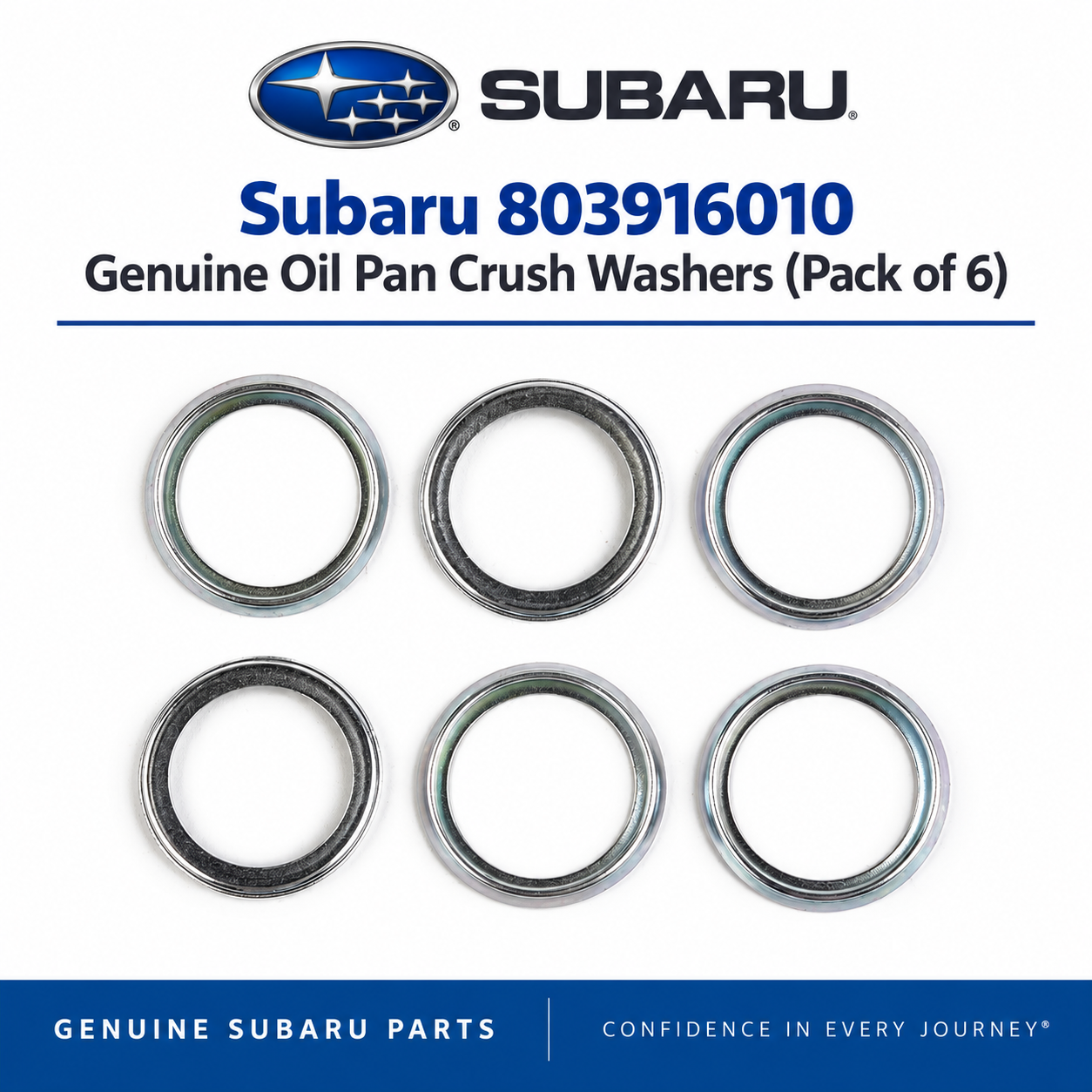 Subaru 803916010 Genuine Oil Pan Crush Washers  (Pack of 6)