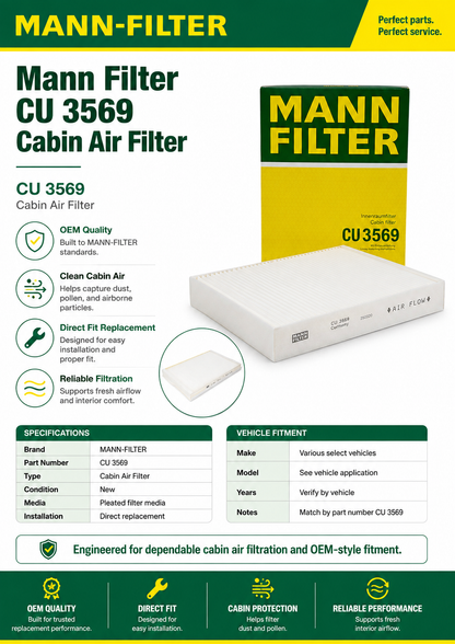 Mann Filter CU 3569 Cabin Air Filter