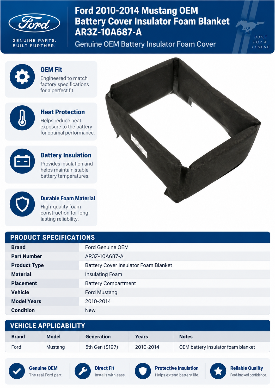 Ford AR3Z-10A687-A Genuine Battery Cover Insulator