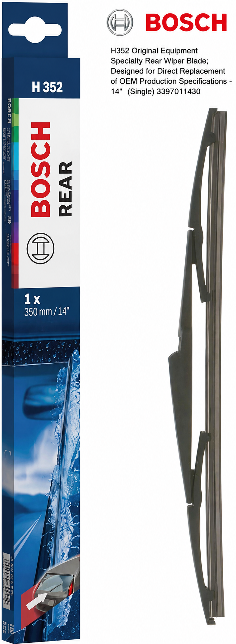 BOSCH H352 Original Equipment Specialty Rear Wiper Blade — 14" (Single)