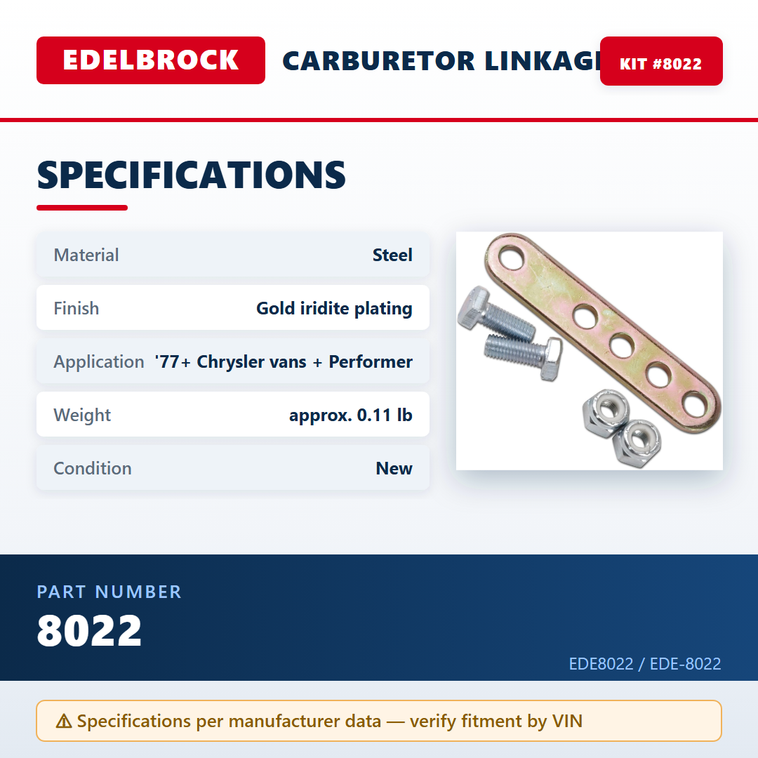 Edelbrock 8022 — specifications infographic