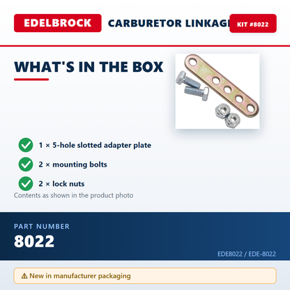 Edelbrock 8022 — package contents infographic