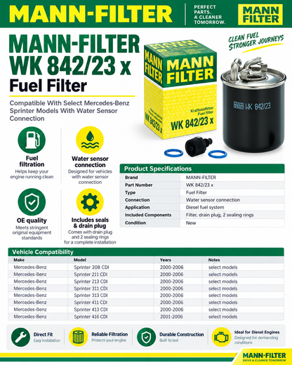 MANN-FILTER WK 842/23 x Fuel Filter