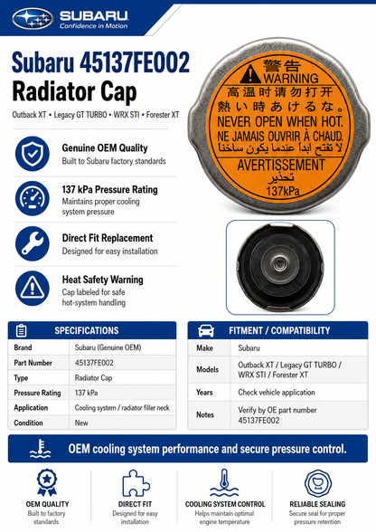 Subaru 45137FE002  Genuine  Radiator Cap