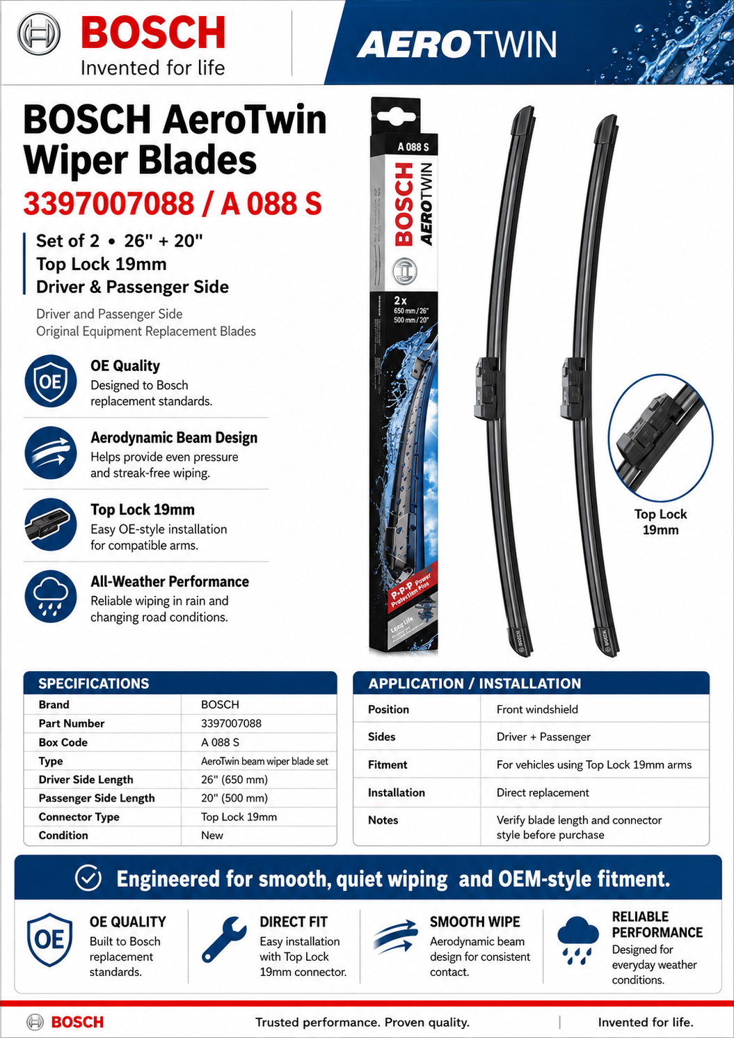 Bosch 3397007088 AeroTwin Wiper Blades