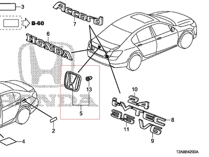 Genuine Honda 75701-T2A-A02 'H' Emblem