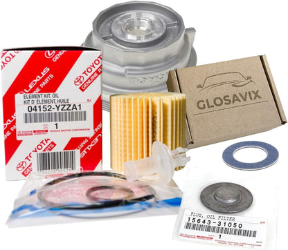 GLOSAVIX Oil Filter Housing Service Kit – Toyota/Lexus 3.5L V6 (04152-YZZA1 + Metal Cap 15620-31060) — product photo 1