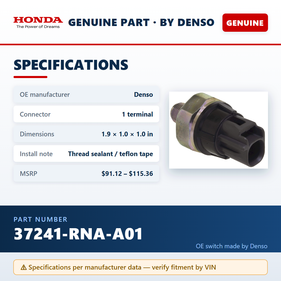 Honda 37241-RNA-A01 — specifications infographic