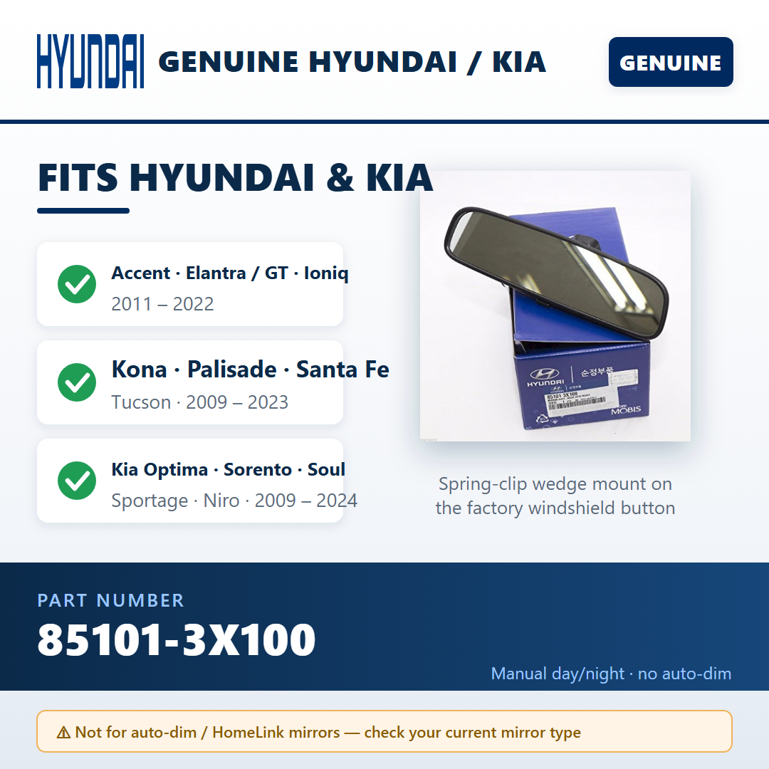 Hyundai 85101-3X100 — fitment guide infographic
