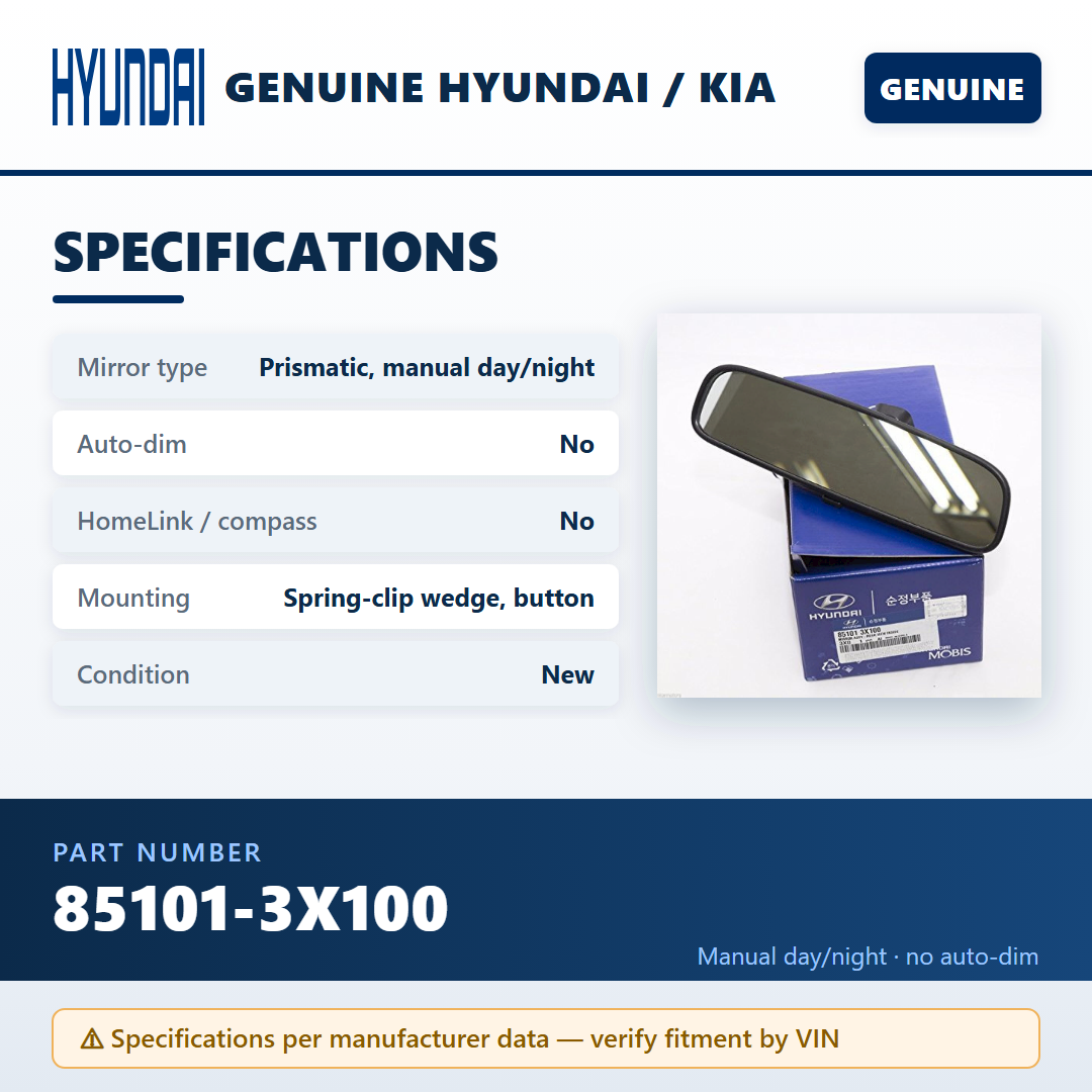 Hyundai 85101-3X100 — specifications infographic