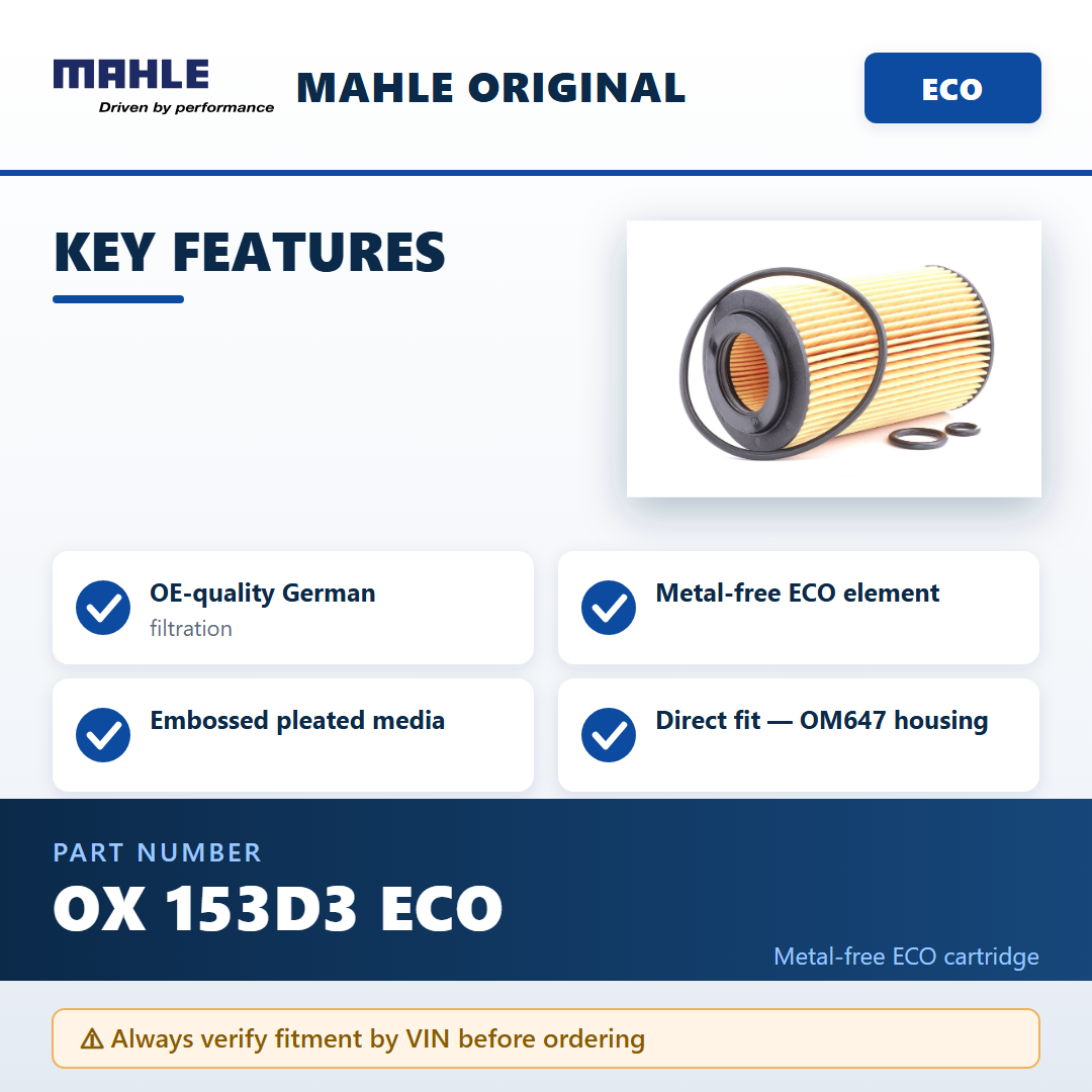 MAHLE OX 153D3 ECO — key features infographic