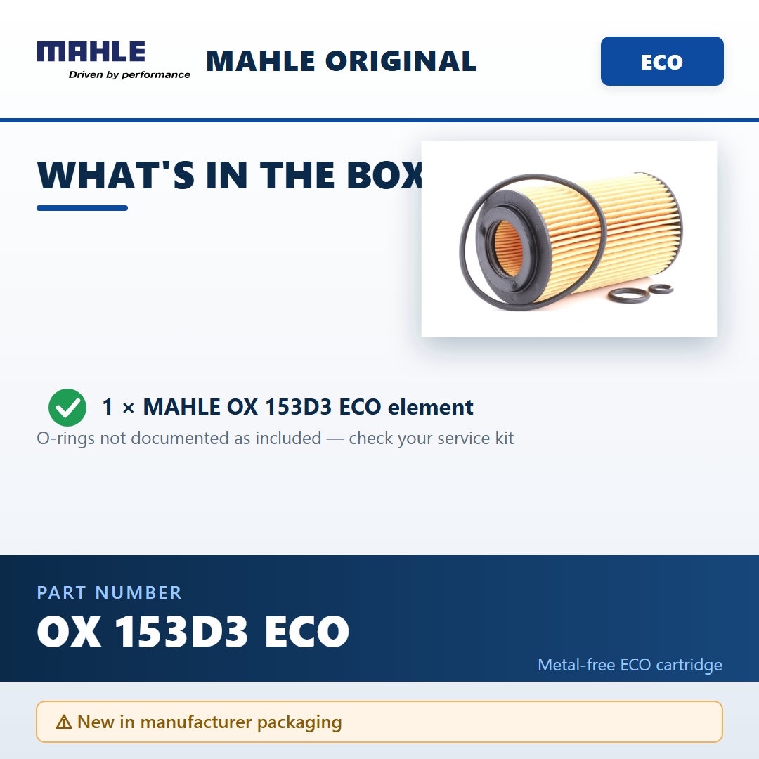 MAHLE OX 153D3 ECO — package contents infographic