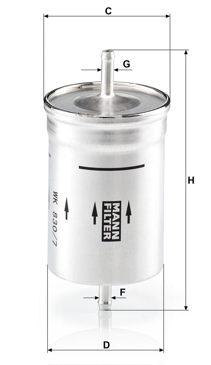 MANN-FILTER WK 830/7 Fuel Filter (1H0201511) — product photo 3