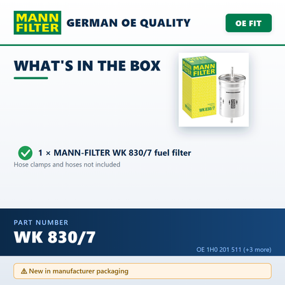 Mann Filter WK 830/7 — package contents infographic