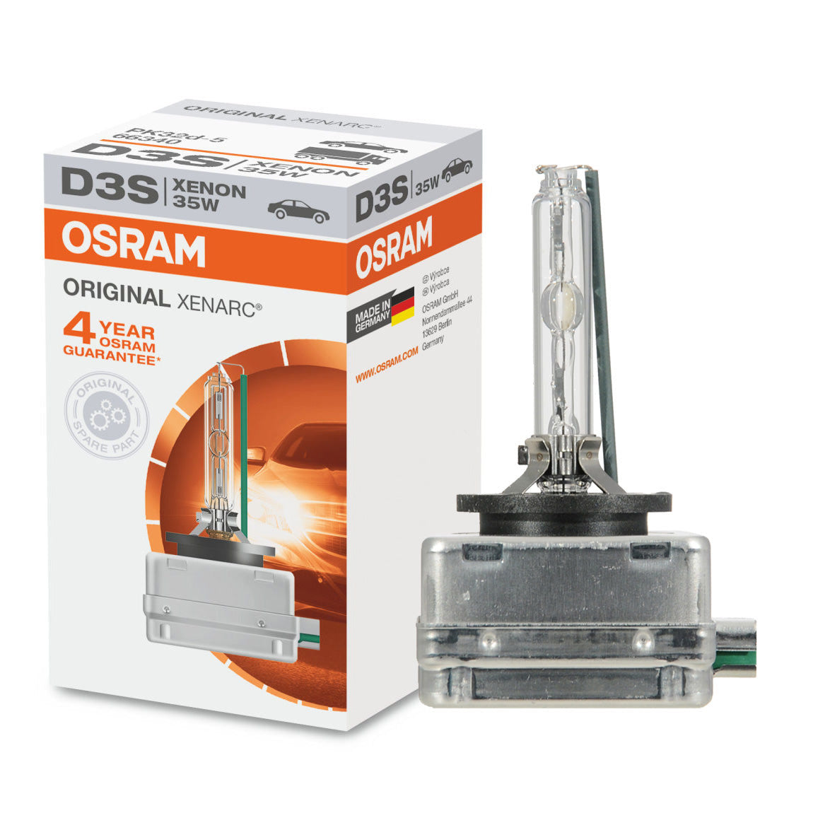 OSRAM XENARC ORIGINAL D3S 66340 bulb with retail box - 4 year guarantee packaging