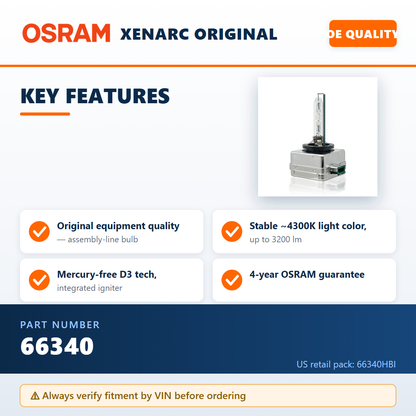 OSRAM 66340 D3S — key features infographic