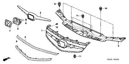 Honda 75700-S9A-G00 Genuine Front Grille Emblem