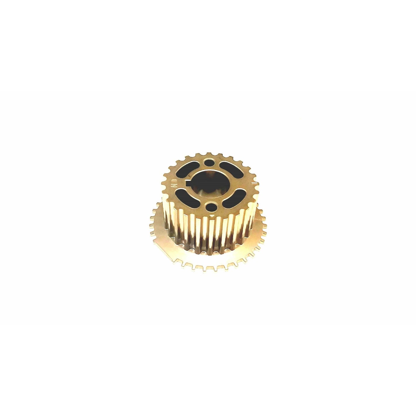 Genuine Subaru 13021AA141 crankshaft timing sprocket - angled view showing belt teeth and sensor reluctor ring