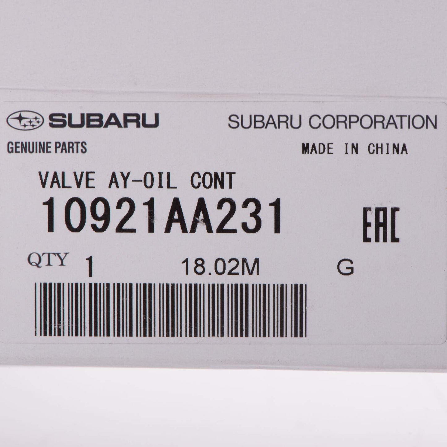 Genuine Subaru 10921AA231 AVCS Oil Control Valve — product photo 2
