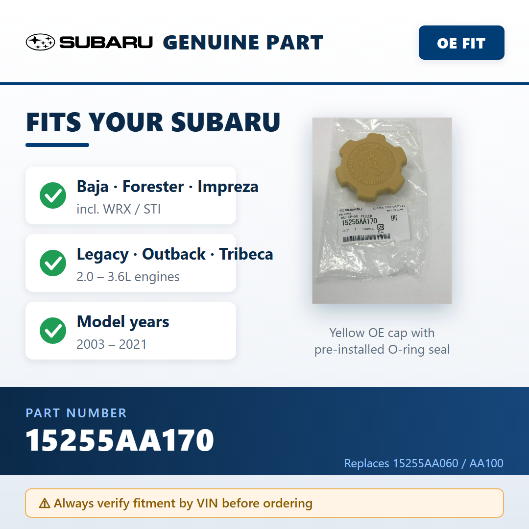 Subaru 15255AA170 — fitment guide infographic