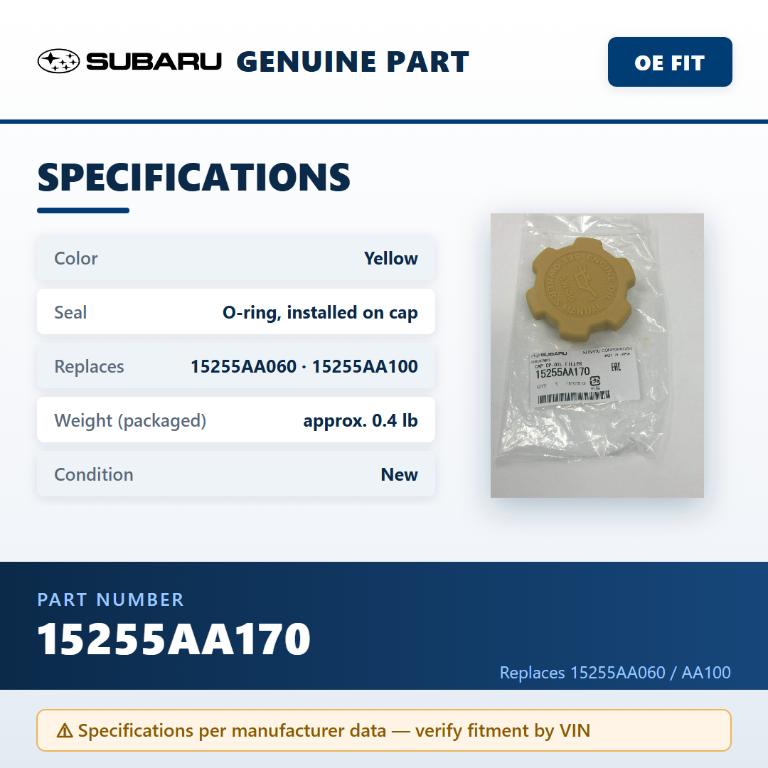 Subaru 15255AA170 — specifications infographic