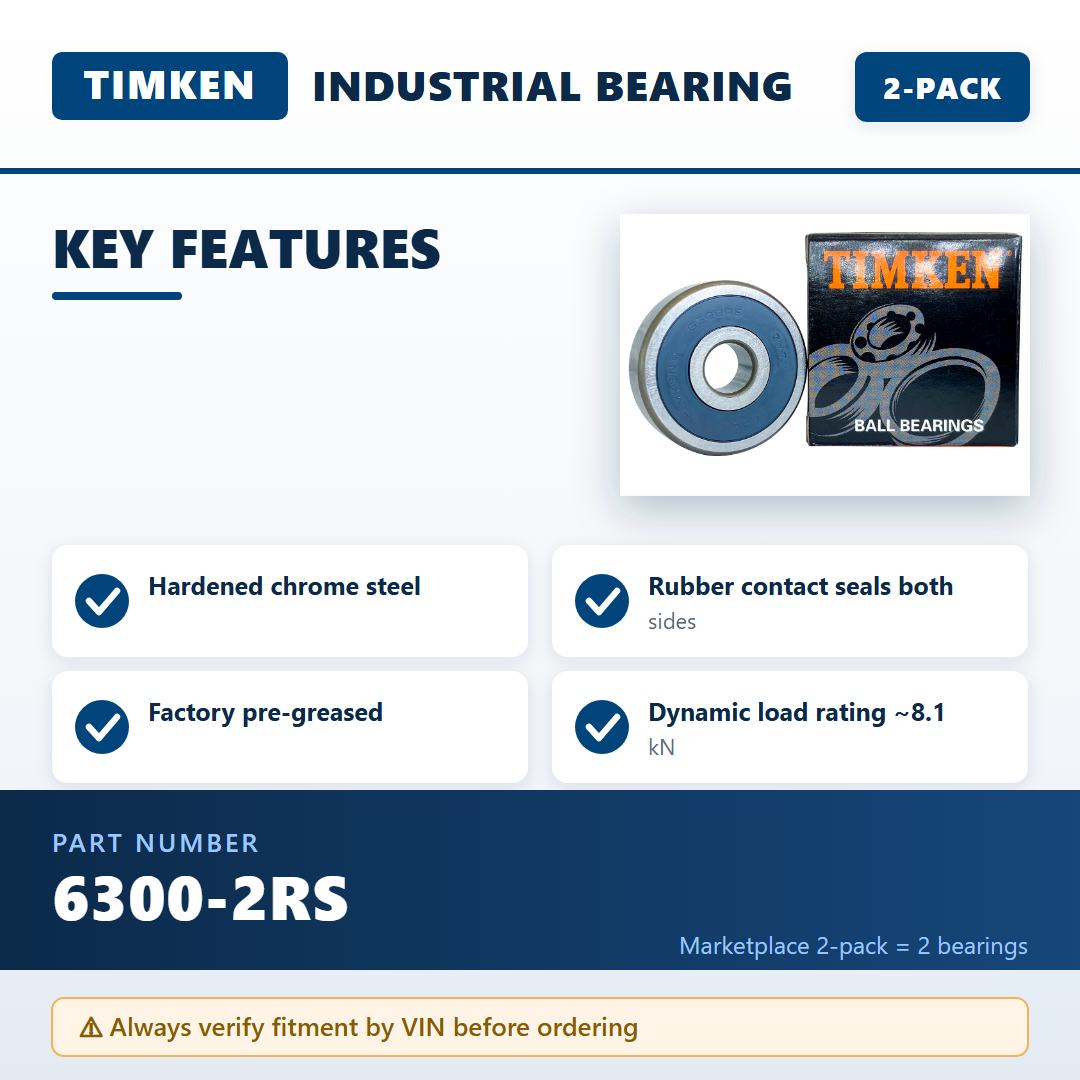 TIMKEN 6300-2RS — key features infographic