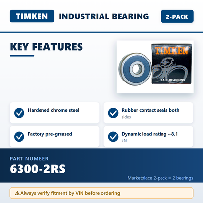 TIMKEN 6300-2RS — key features infographic