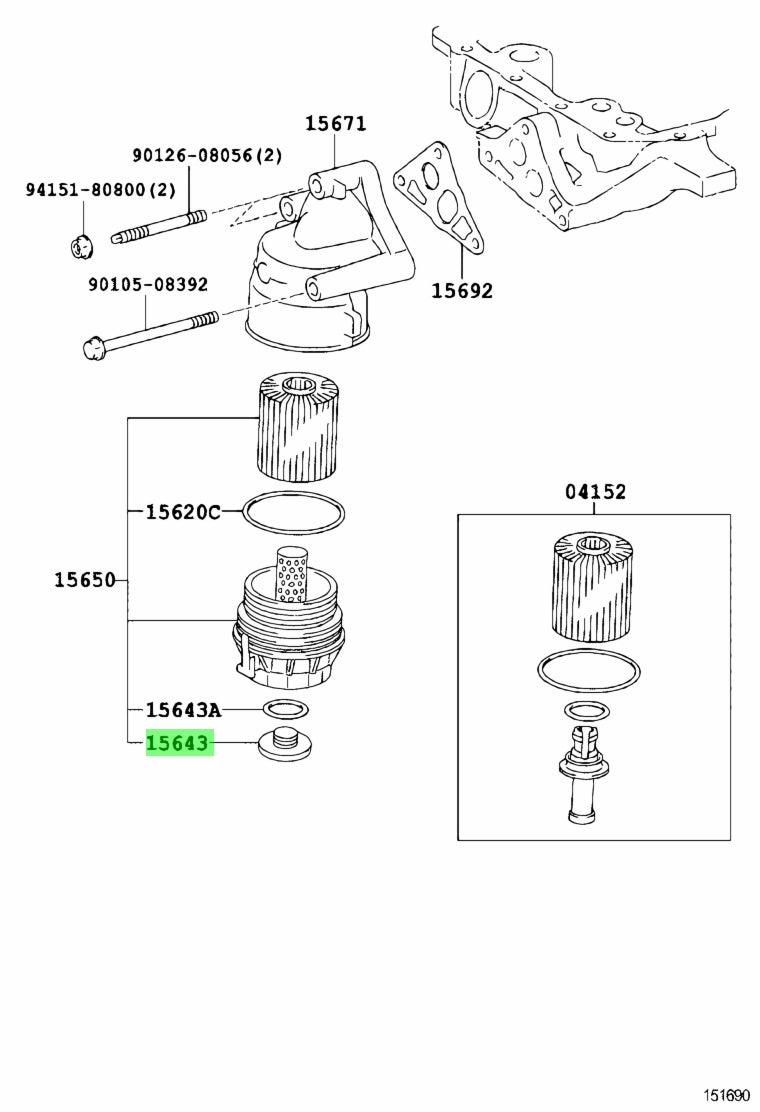 Toyota - Plug, Oil Filter Dra (15643-31050)