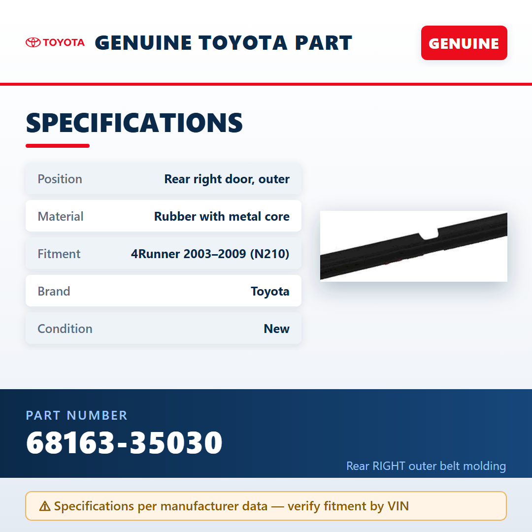 Toyota 68163-35030 — specifications infographic